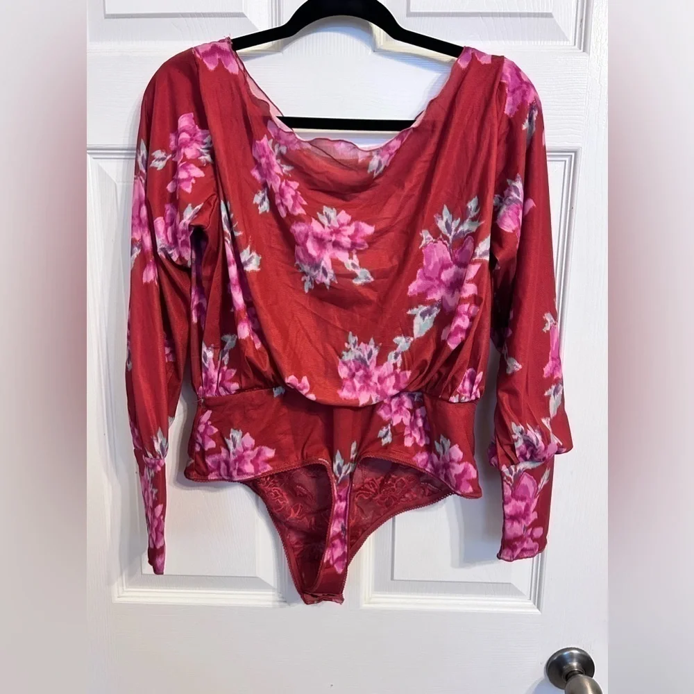 NWOT Free People, Undercover Printed Bodysuit, Large